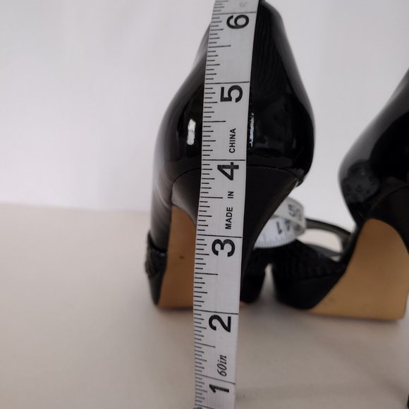 Marc Fisher Black Platform Open Toe Patent Leather Stiletto Pumps - Picture 15 of 16